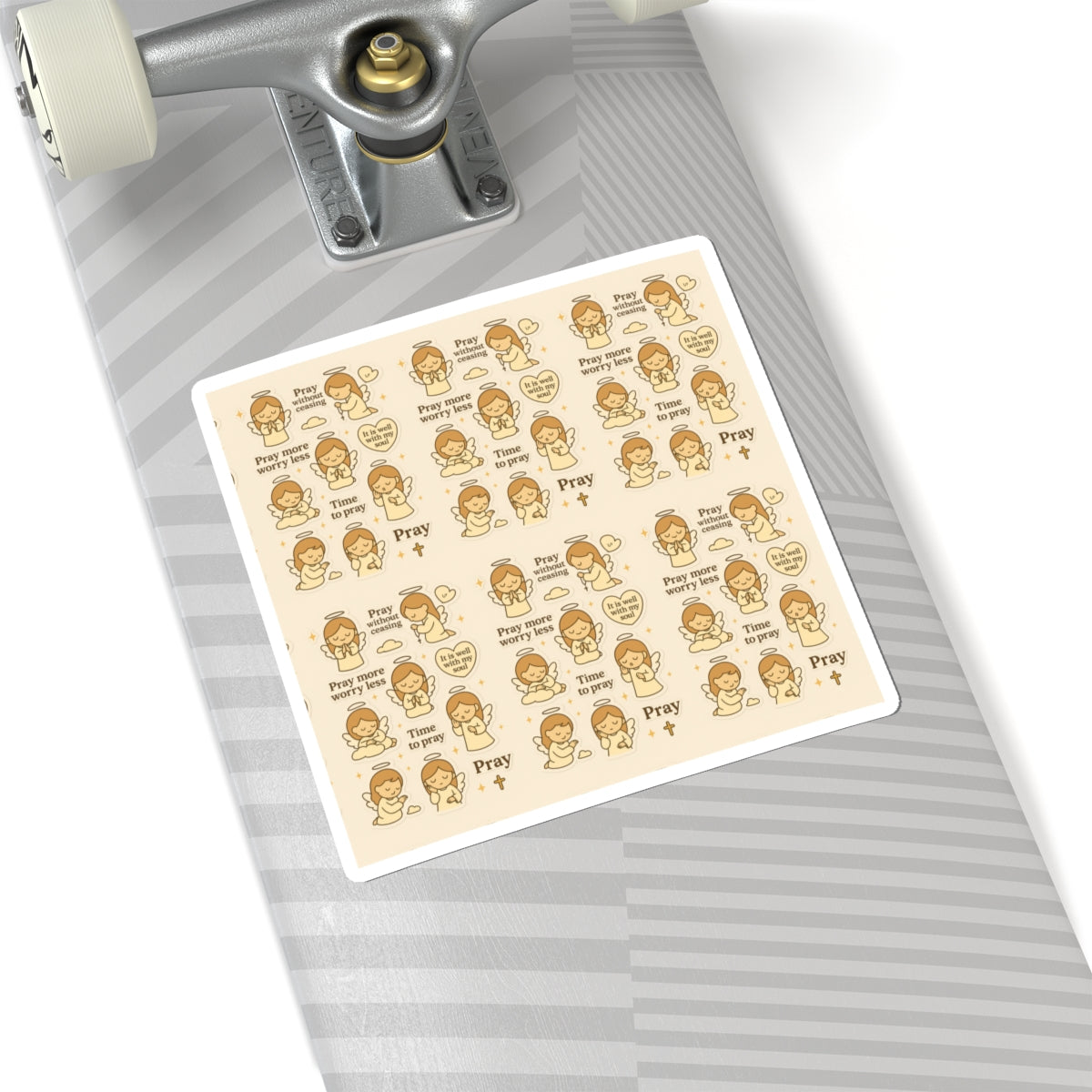 Angel of Prayer - Christian Kawaii Sticker Set. Peaceful stickers encouraging continuous prayer and faith.