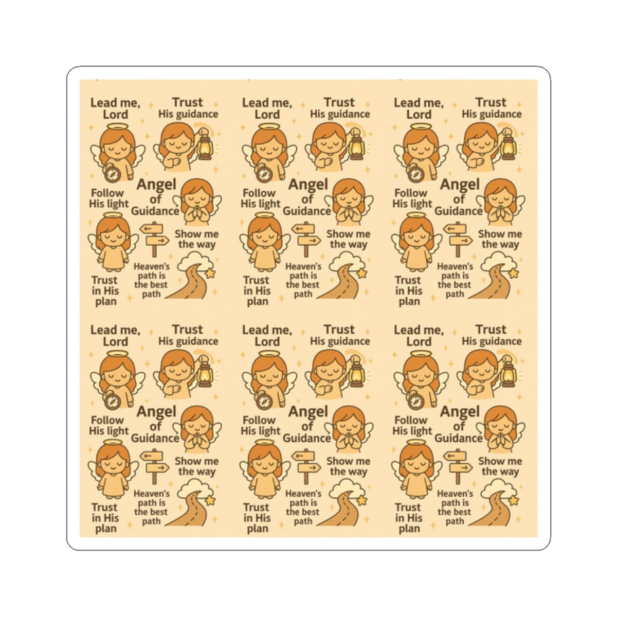 Angel of Guidance - Christian Kawaii Sticker Set. Inspiring stickers to trust God’s plan and follow His light every day.