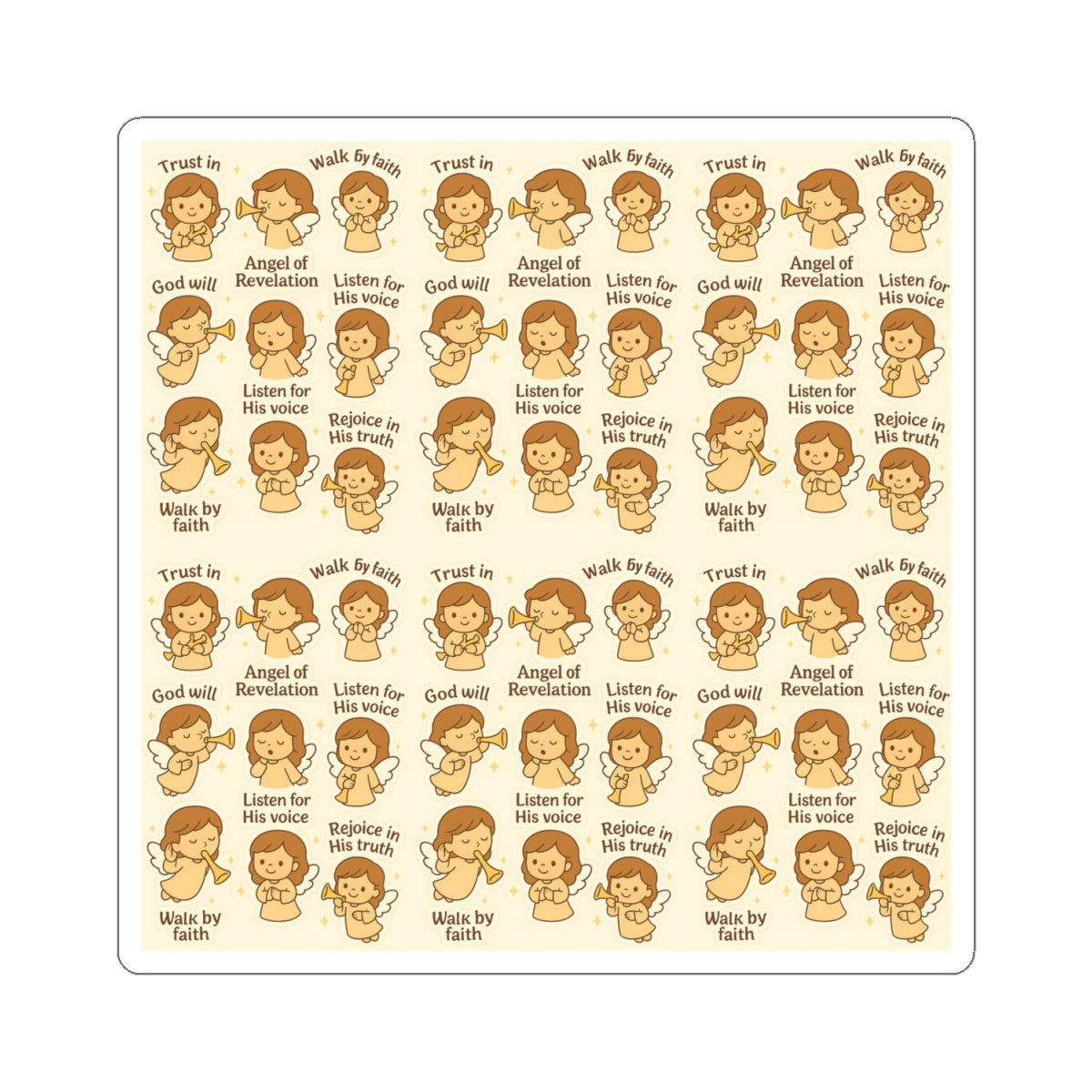 Angel of Revelation - Christian Kawaii Sticker Set. Inspiring stickers to listen to God’s voice and walk by faith.