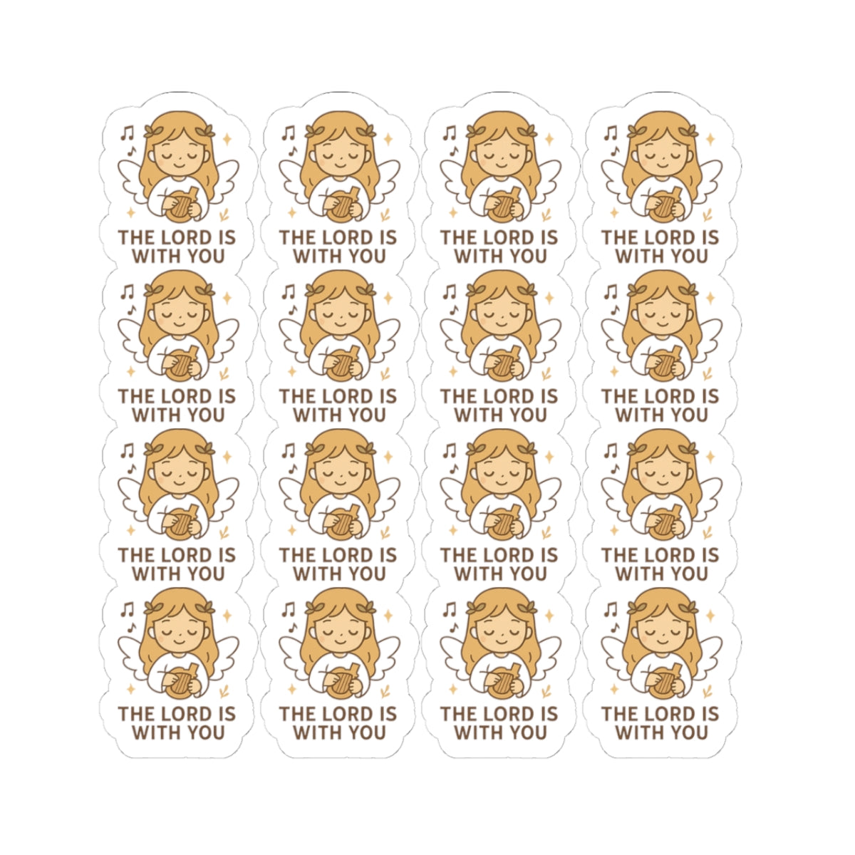 Elegant Christian Angel , The Lord is with You Sticker Sheet – Black Robes, Faith-Inspired Bible Quotes, Kawaii Style. For the quiet prayers, the steady hearts, and the souls that walk by faith.
