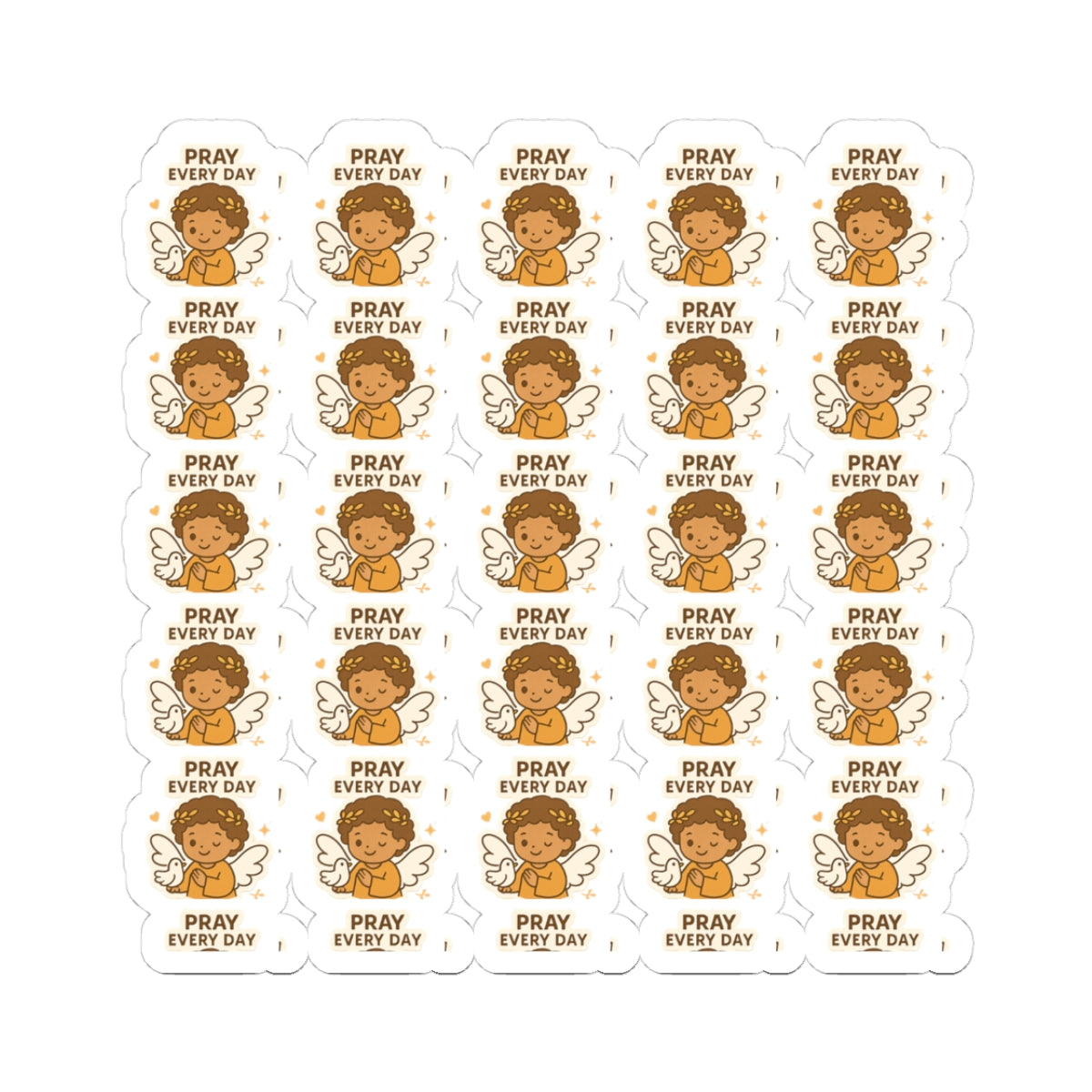 Faithful Angel, Pray every day Stickers – Christian Printable Pack for Prayer, Encouragement & Daily Devotion. Gentle reminders to walk by faith, rejoice daily, and rest in the Lord — with adorable angel art that speaks to the soul.