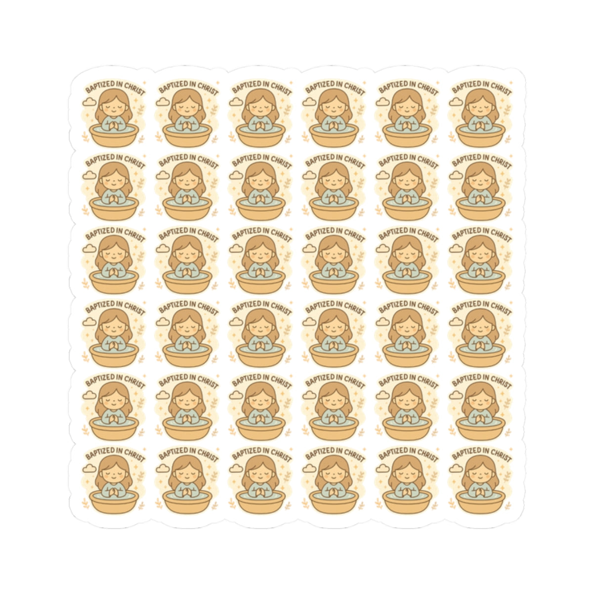 Baptism Angel , Baptized in Christ Stickers – Christian Kawaii Stickers for Christening, Baby Dedication & Faith Gifts. Celebrate the beauty of baptism with these sweet angel stickers filled with light, love, and faith.