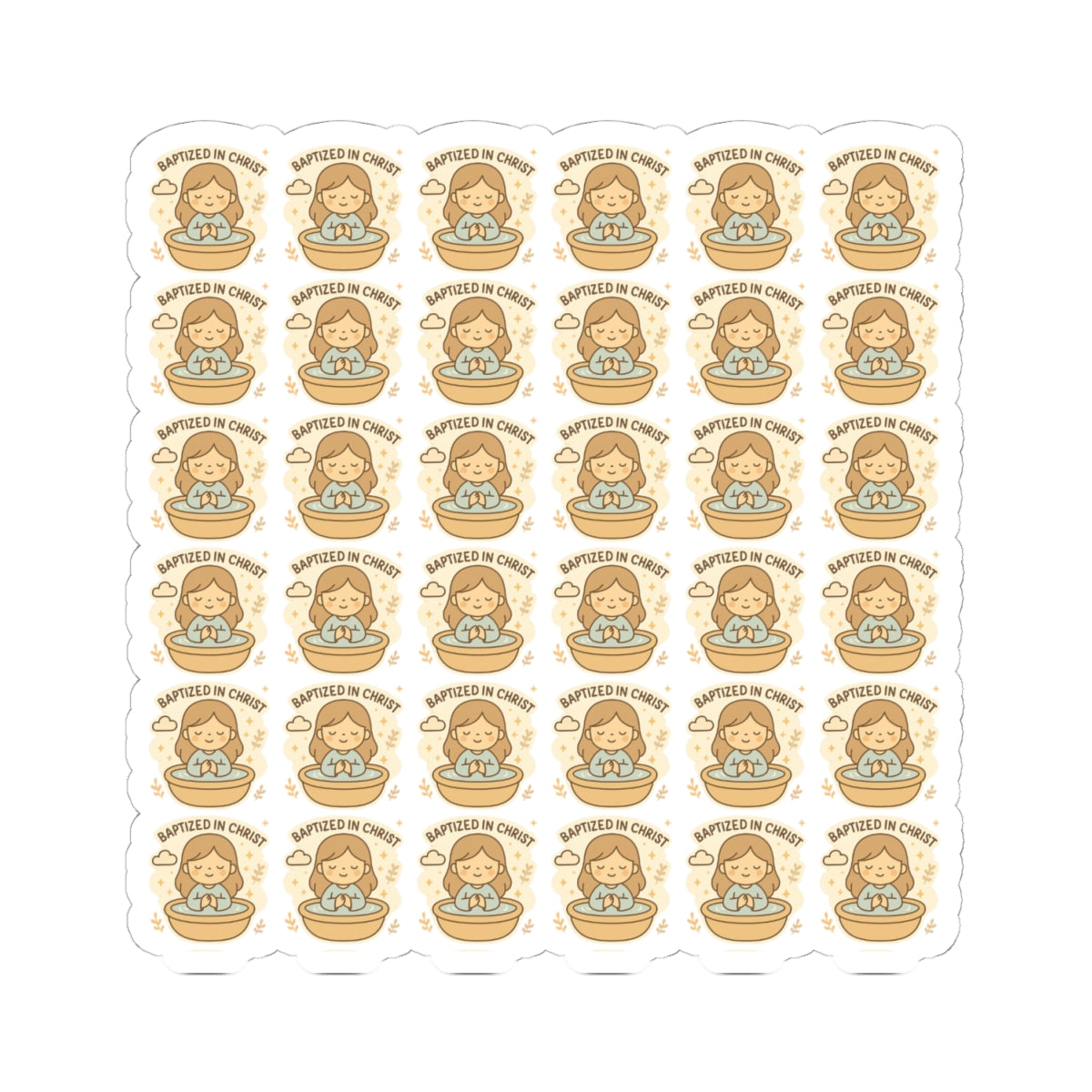 Baptism Angel , Baptized in Christ Stickers – Christian Kawaii Stickers for Christening, Baby Dedication & Faith Gifts. Celebrate the beauty of baptism with these sweet angel stickers filled with light, love, and faith.