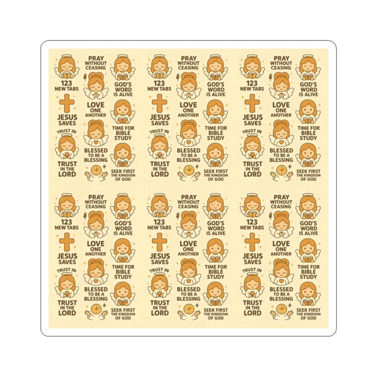 Angel of Faith - Christian Kawaii Sticker Set. Faith-filled stickers to inspire trust, prayer, and devotion daily.