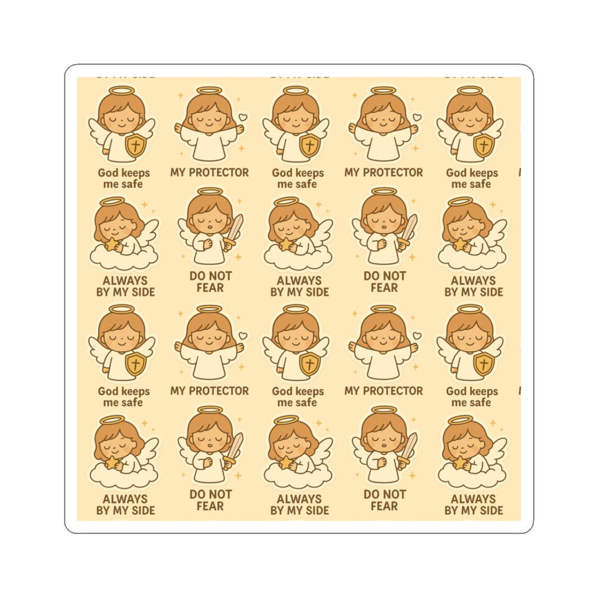 Angel of Protection - Christian Kawaii Sticker Set. Adorable stickers reminding you of God’s protection and courage.