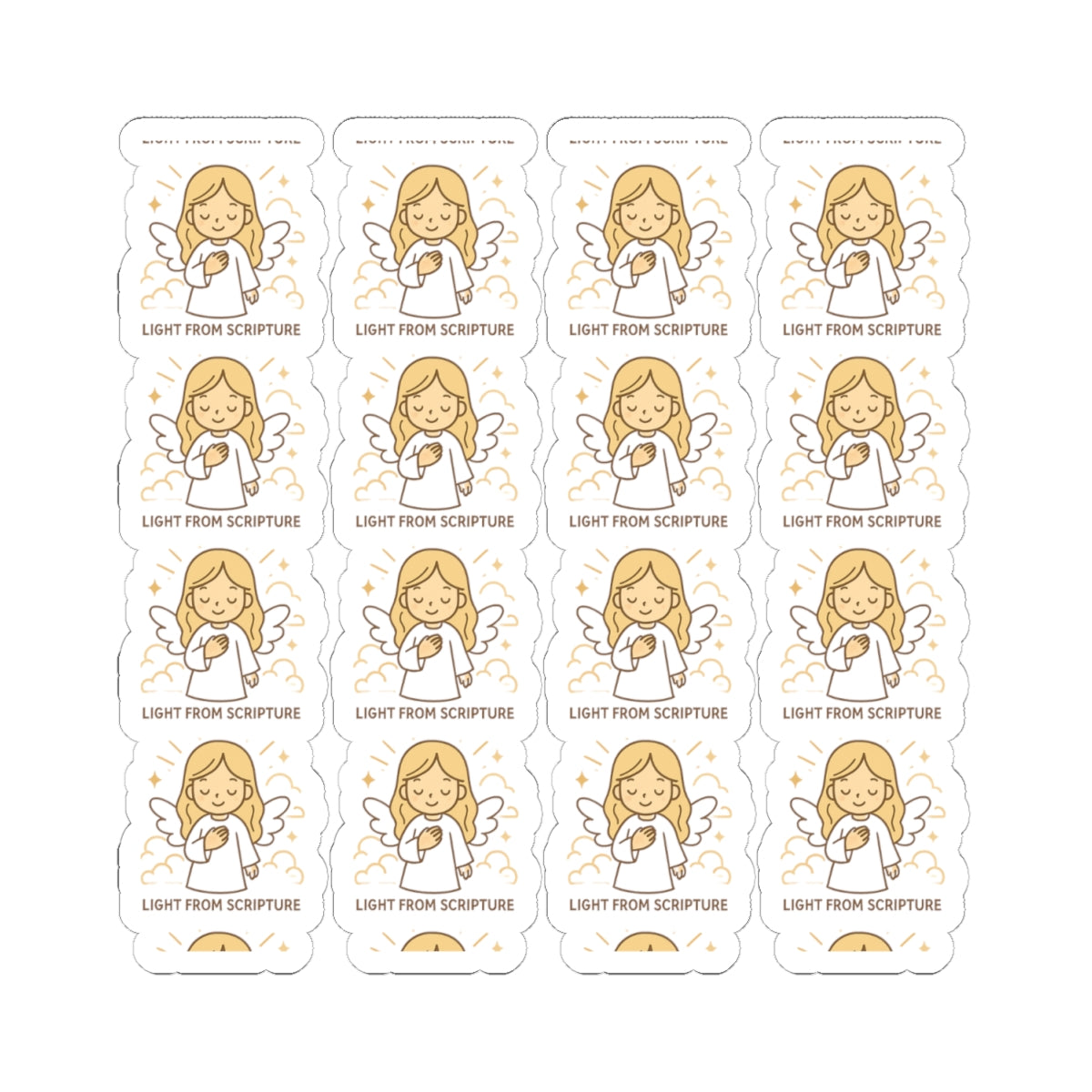 Bible Study Angel , Light from Scripture Stickers – Christian Scripture Kawaii Stickers for Journals & Faith Gifts. Bring light, strength, and joy to your quiet time with these tender Scripture angels.