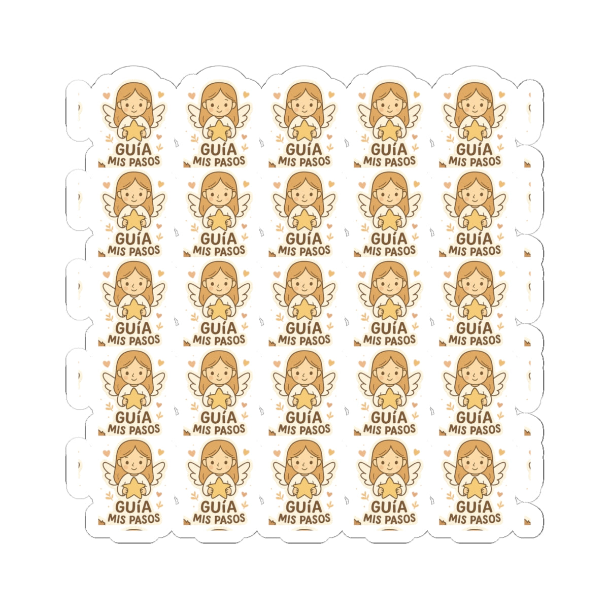 Spanish Guardian Angel Guía mis pasos – Guide my steps Stickers – Printable Christian Blessings & Faith Quotes for Kids & Adults. Heartwarming angel stickers in Spanish to inspire trust, protection, and divine guidance every day.