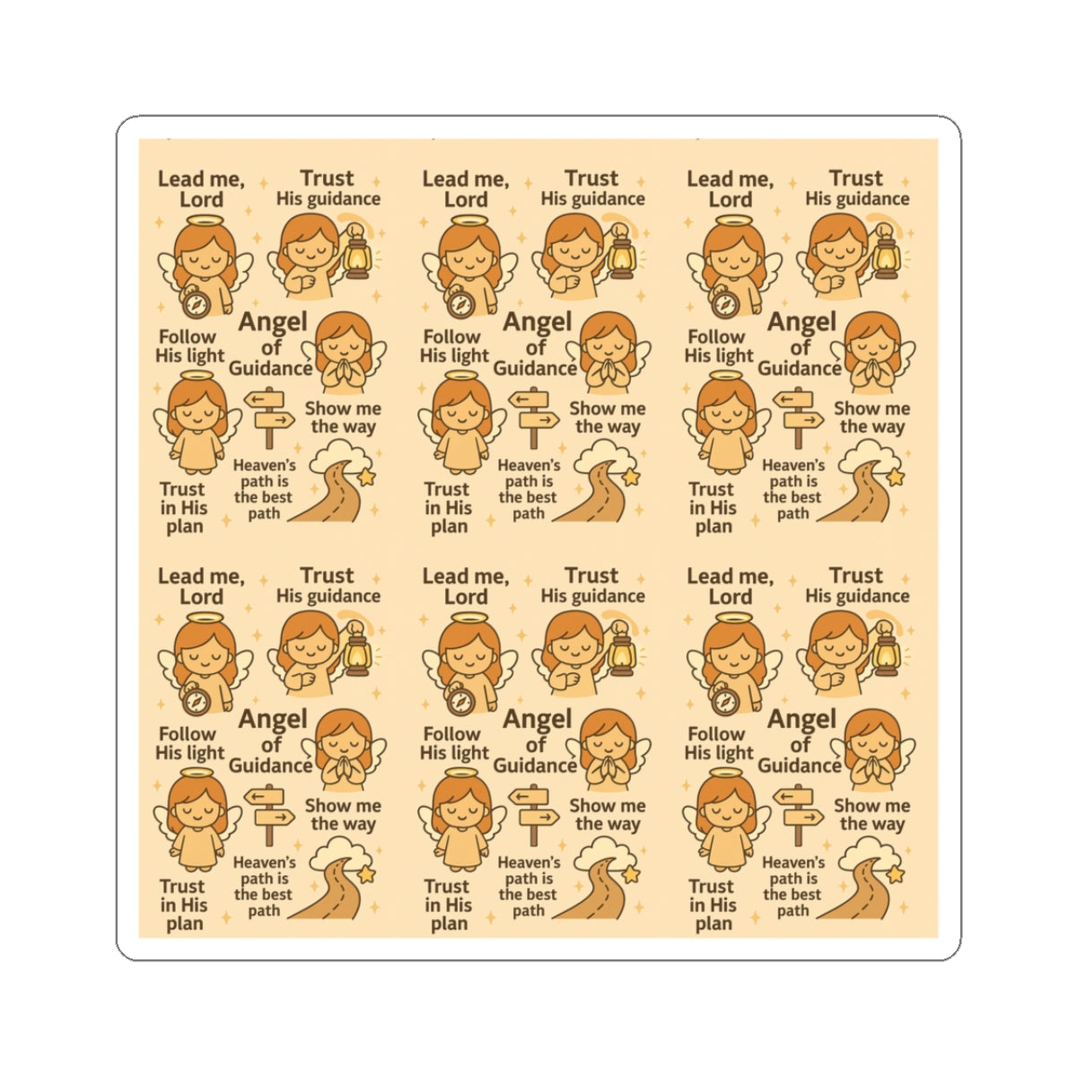 Angel of Guidance - Christian Kawaii Sticker Set. Inspiring stickers to trust God’s plan and follow His light every day.