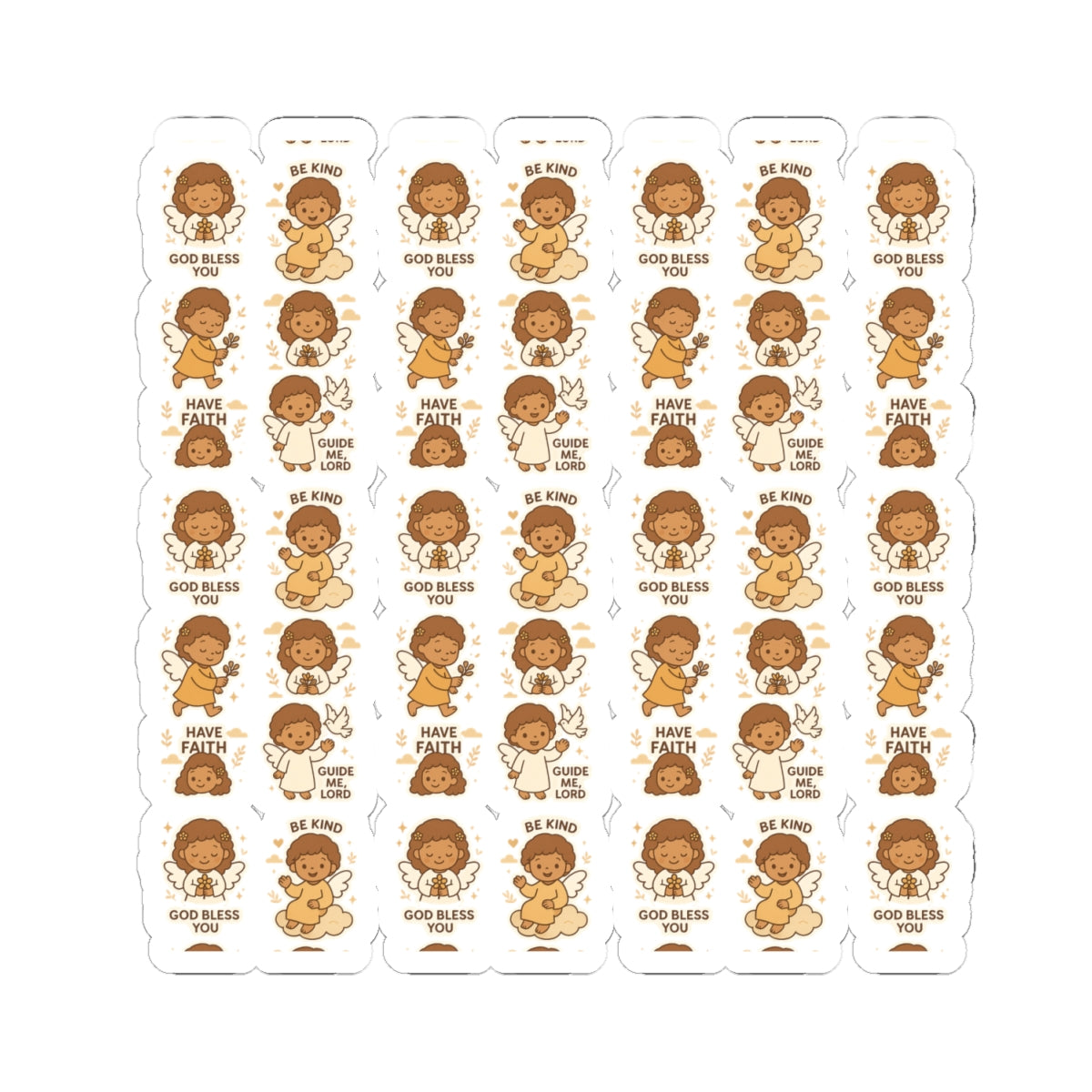 Faith & Kindness Angel Stickers – Kawaii Christian Sheet with Affirmations of Love, Blessing & Prayer. Let kindness, faith, and guidance follow you — one angel at a time.