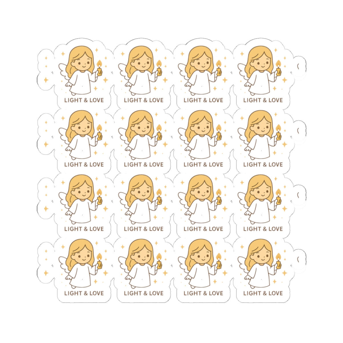 Light & love ❤️💕of Shine Your Light – Christian Angel Stickers | Faith-Inspired Kawaii Sheet with Candle of Hope. Because when you walk in faith… you carry the light.