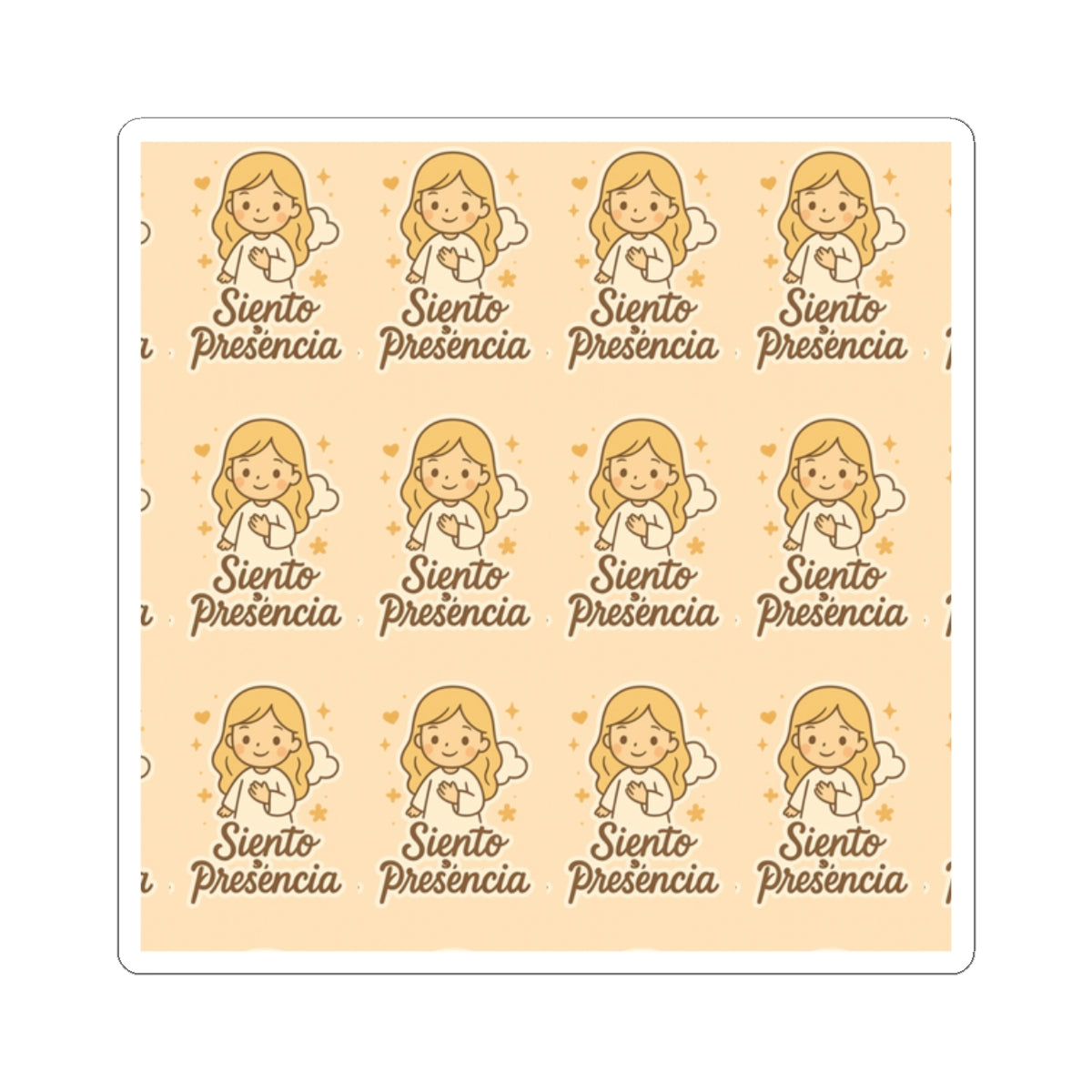 Siento su presencia Spanish Christian Kawaii Stickers – Inspirational Angel Sheet for Faith, Gratitude & Healing. Faith speaks in Spanish too — let every sticker be a prayer full of love, peace, and healing.