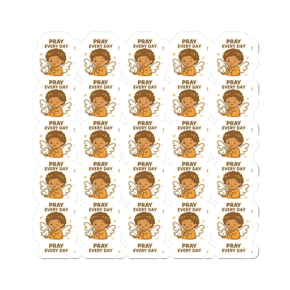 Faithful Angel, Pray every day Stickers – Christian Printable Pack for Prayer, Encouragement & Daily Devotion. Gentle reminders to walk by faith, rejoice daily, and rest in the Lord — with adorable angel art that speaks to the soul.