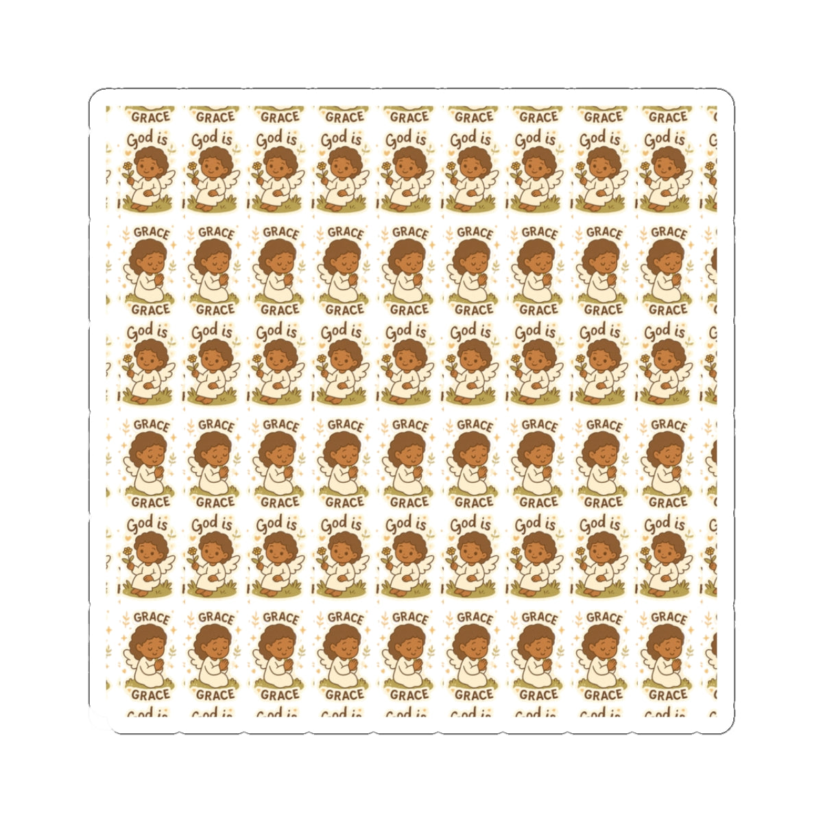 Amazing Grace Angel , “God is Grace Stickers – Kawaii Spiritual Faith Stickers with Bible Quotes. Faith-filled moments of grace, comfort, and divine beauty—wrapped in angel wings.