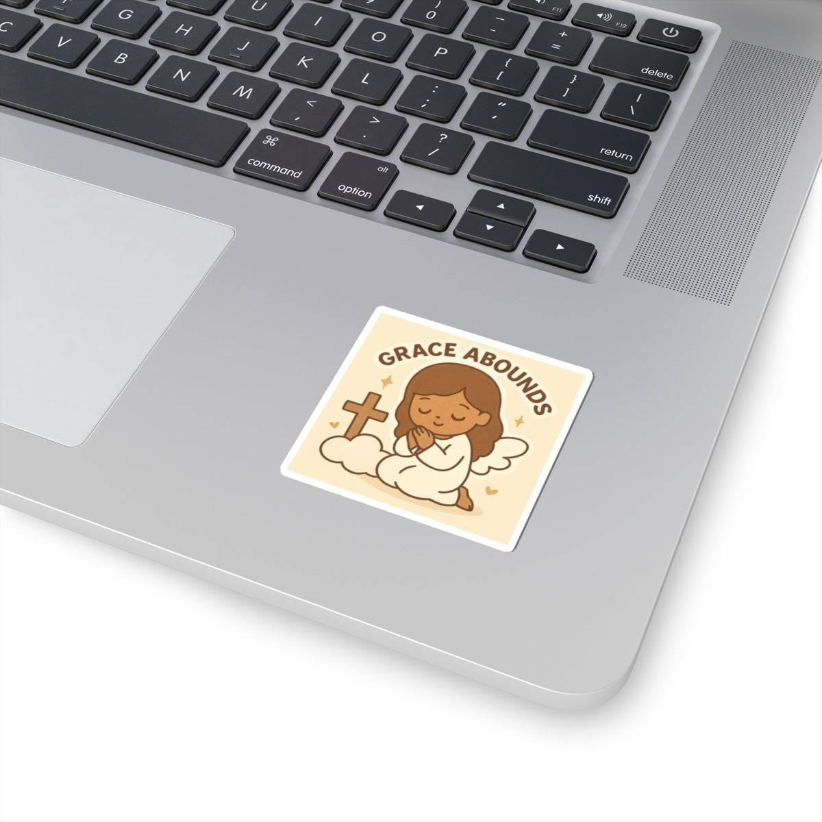 Grace Abounds Angel Sticker - God's Grace, Cute Angel Decor, Faith-Based Gift, Aesthetic Laptop Stickers, Inspirational Art, Bible Verse Decor