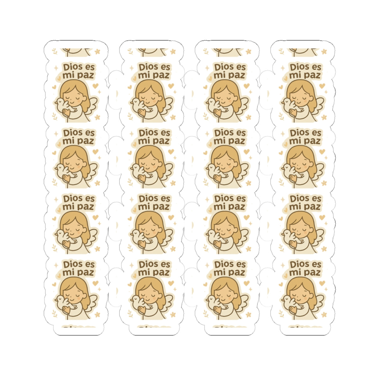 Peace & Faith Spanish Angel ,DIOS es mi paz Stickers – Printable Christian Calming Quotes for Journaling & Gifts. Peaceful and loving angel messages in Spanish to inspire calm, divine protection, and inner trust.