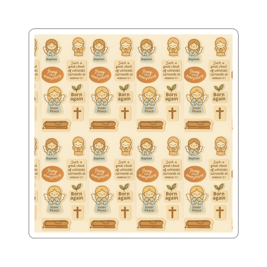 Born Again Christian Sticker Sheet – Baptism, Inner Peace & Faith Stickers | Hebrews 12:1 Bible Verse. Spiritual Renewal Sticker Sheet – Born Again, Baptism & Peaceful Faith Stickers