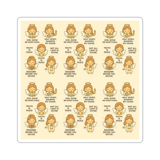 Angel of Discernment - Christian Kawaii Sticker Set. Faith-filled stickers to guide your heart with truth and wisdom.