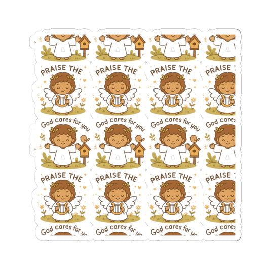 God Cares for You – Kawaii Angel Christian Stickers | Praise the Lord Sheet for Journaling & Gifts. Because sometimes, all you need is a little angel reminding you you're loved by God.