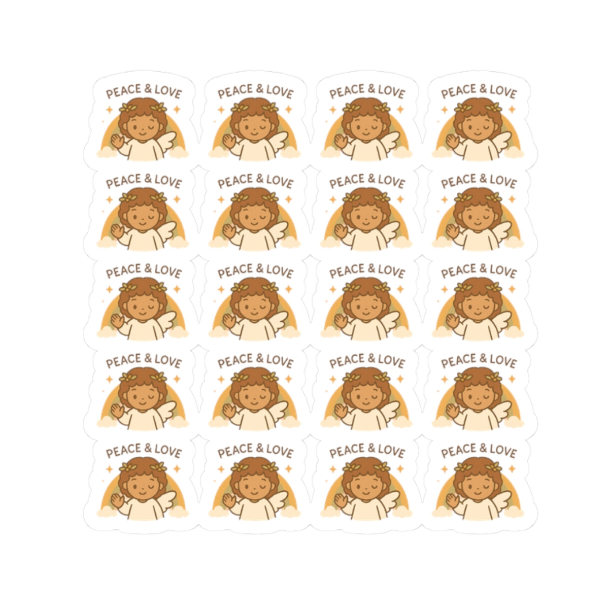 Peace & Love Angel Stickers – Christian Kawaii Sheet with Philippians 4:7 for Journaling & Faith-Based Gifts. A gentle hug from heaven — in every sticker. Let His peace guide your heart.