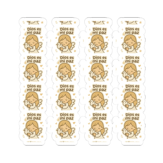 Peace & Faith Spanish Angel ,DIOS es mi paz Stickers – Printable Christian Calming Quotes for Journaling & Gifts. Peaceful and loving angel messages in Spanish to inspire calm, divine protection, and inner trust.