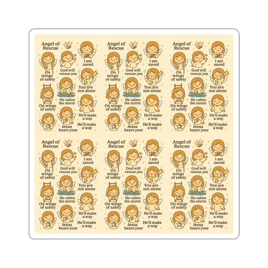 Angel of Rescue - Christian Kawaii Sticker Set. Comforting stickers reminding you God rescues, protects, and hears you.