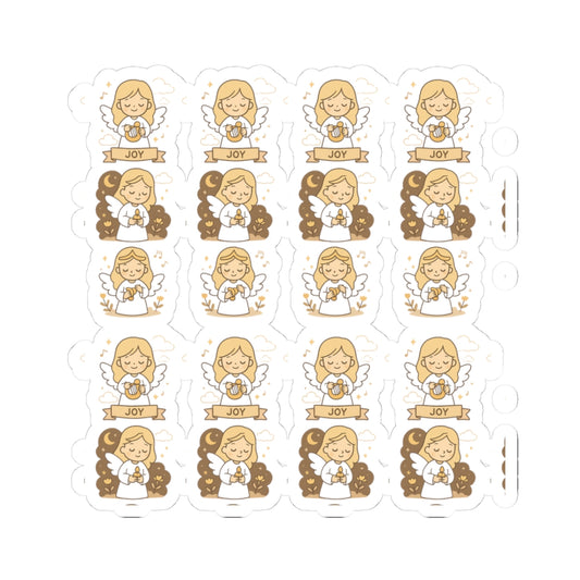 JOY Kawaii Angel Stickers – Faith-Inspired Kiss-Cut Sheet for Journaling, Gifting & Daily Encouragement. A gentle reminder that joy comes in the morning… and sometimes in the form of a tiny angel.