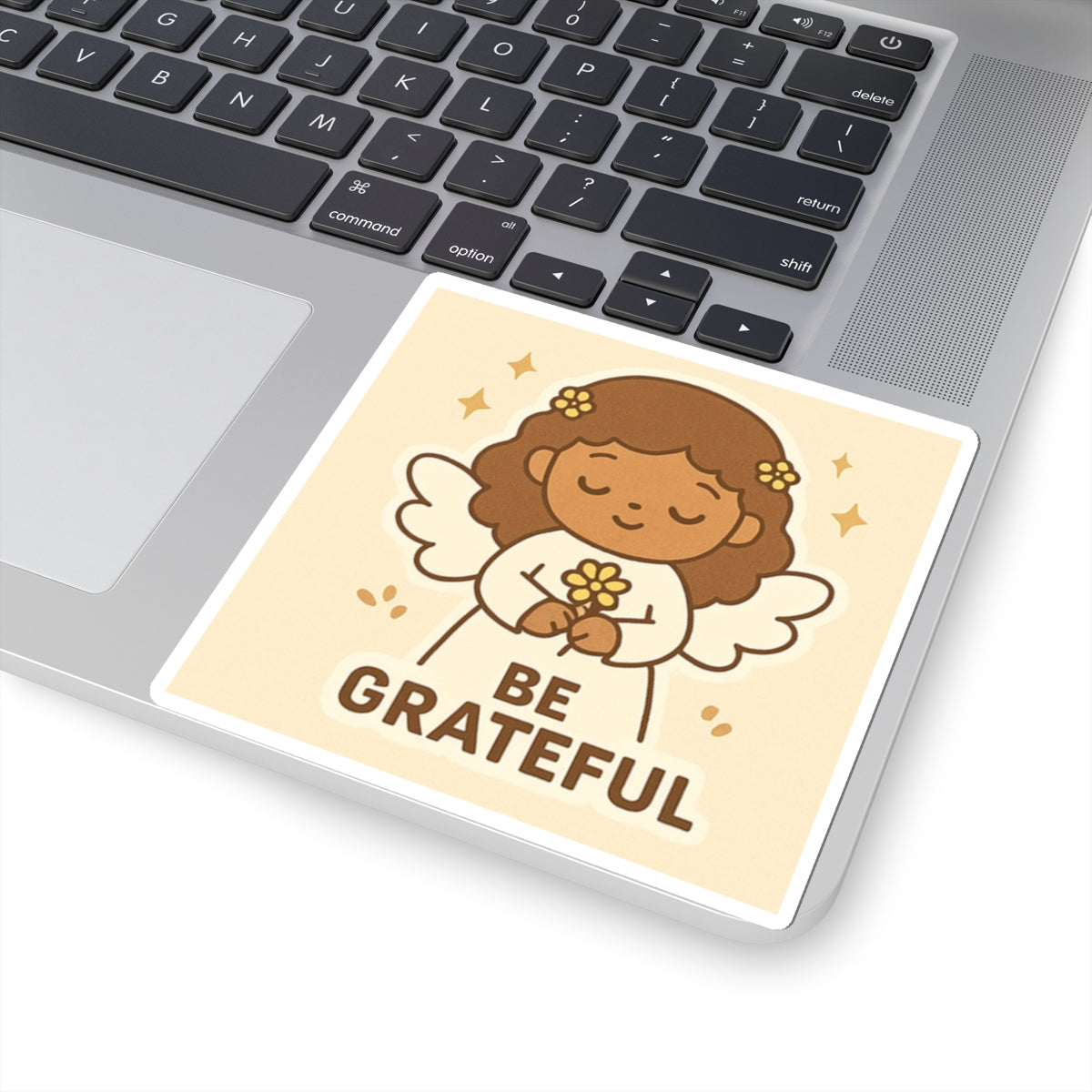 Be Grateful Angel Sticker - God's Grace, Cute Angel Decor, Faith-Based Gift, Aesthetic Laptop Stickers, Inspirational Art, Bible Verse Decor