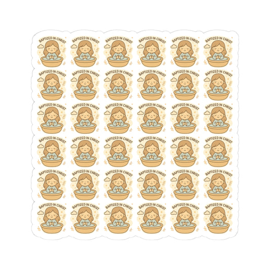 Baptism Angel , Baptized in Christ Stickers – Christian Kawaii Stickers for Christening, Baby Dedication & Faith Gifts. Celebrate the beauty of baptism with these sweet angel stickers filled with light, love, and faith.