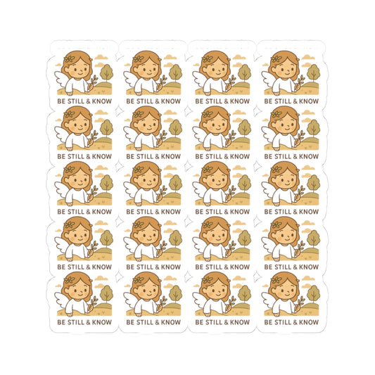 Peace & Prayer Angel ,Be still know Stickers – Kawaii Christian Sheet with Calming Affirmations & Biblical Comfort. When words fall short, let peace and prayer speak through every sticker.