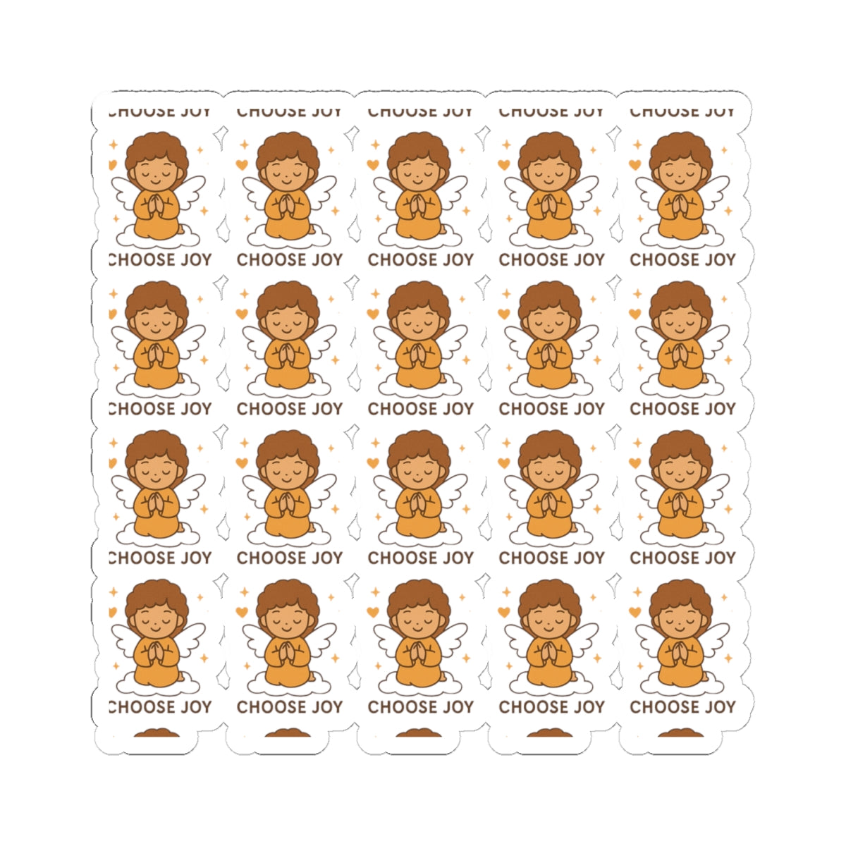 One Choose Joy – Christian Angel Sticker Sheet | Kawaii Faith Stickers for Rejoicing & Spiritual Positivity. Joy is a choice. Let these angels remind you — every single day.