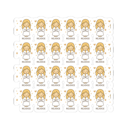 Faith & Courage Angel ,Rejoice Stickers – Kawaii Christian Sheet with Prayers, Scripture & Light-Inspired Affirmations. Faith doesn’t eliminate fear — it gives you the courage to walk through it. One sticker at a time.