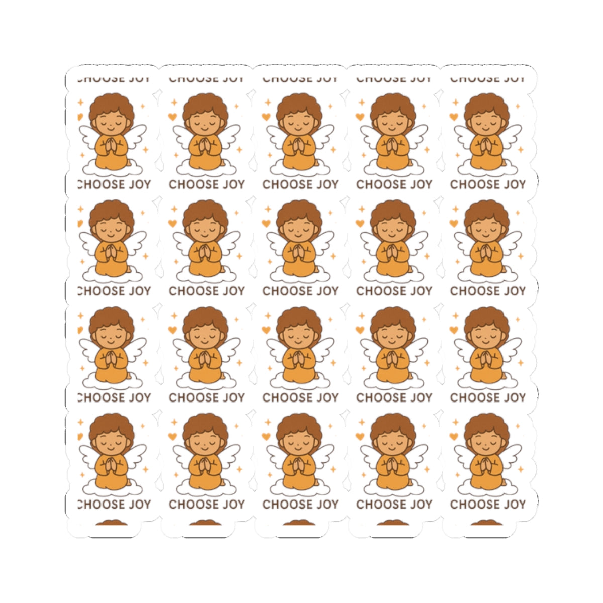 One Choose Joy – Christian Angel Sticker Sheet | Kawaii Faith Stickers for Rejoicing & Spiritual Positivity. Joy is a choice. Let these angels remind you — every single day.