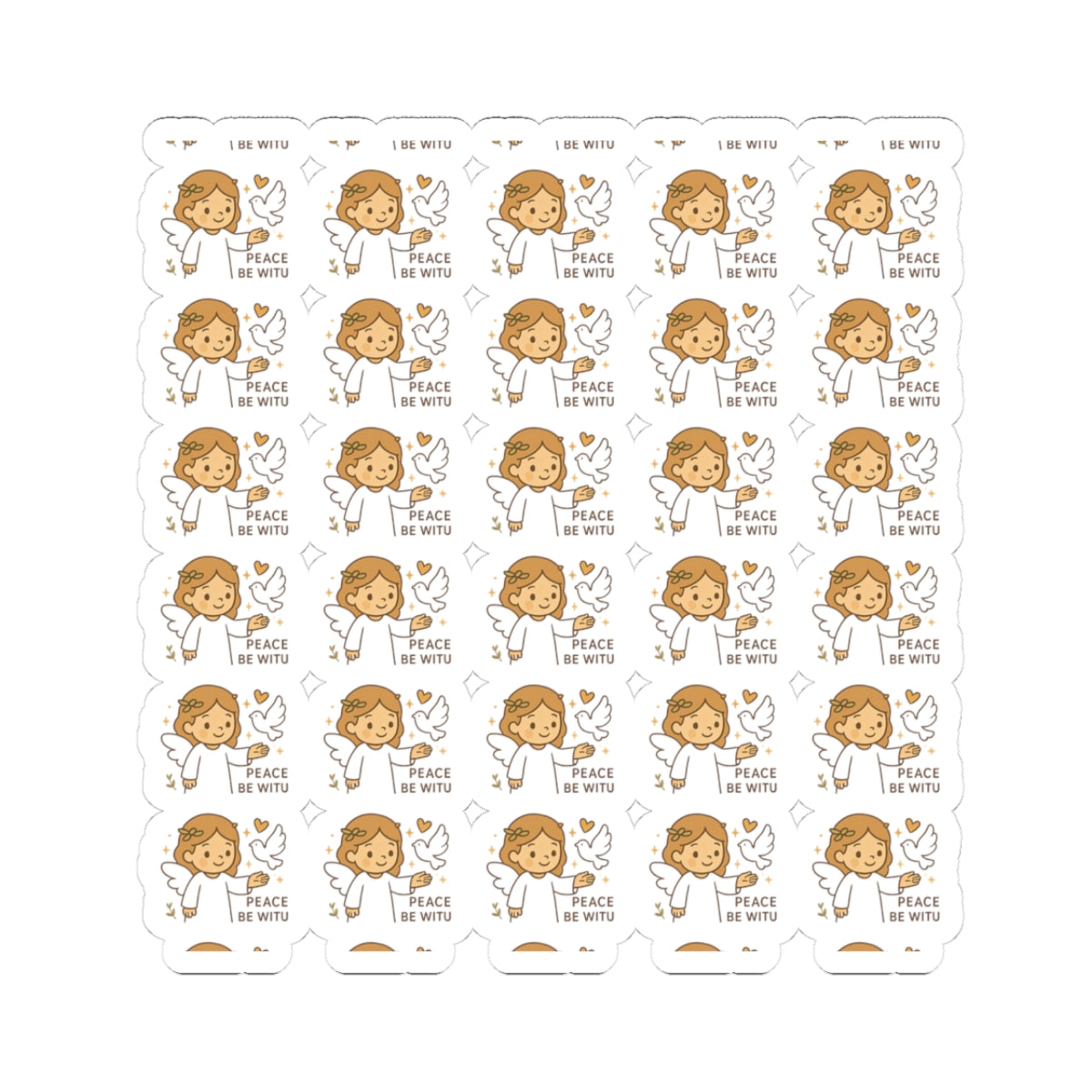Peace & Prayer Angel ,Peace be witu Stickers – Kawaii Christian Sheet with Calming Affirmations & Biblical Comfort. When words fall short, let peace and prayer speak through every sticker.