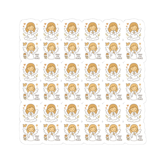 Peaceful Angels ,pray for Peace  – Kawaii Christian Stickers of Prayer and Hope. Bring peace to your heart and your space with these adorable angel stickers filled with prayer and light.