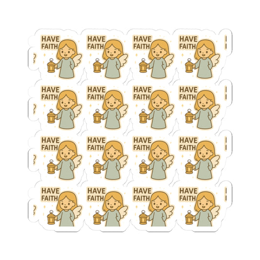Minimalist Faith Angel ,Have Faith Stickers – Kawaii Christian Sheet for Spiritual Journaling & Encouragement. Gentle reminders of faith and light — in every little sticker.