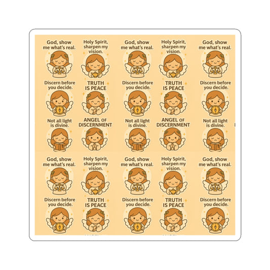 Angel of Discernment - Christian Kawaii Sticker Set. Peaceful stickers to help you discern truth and seek divine guidance.