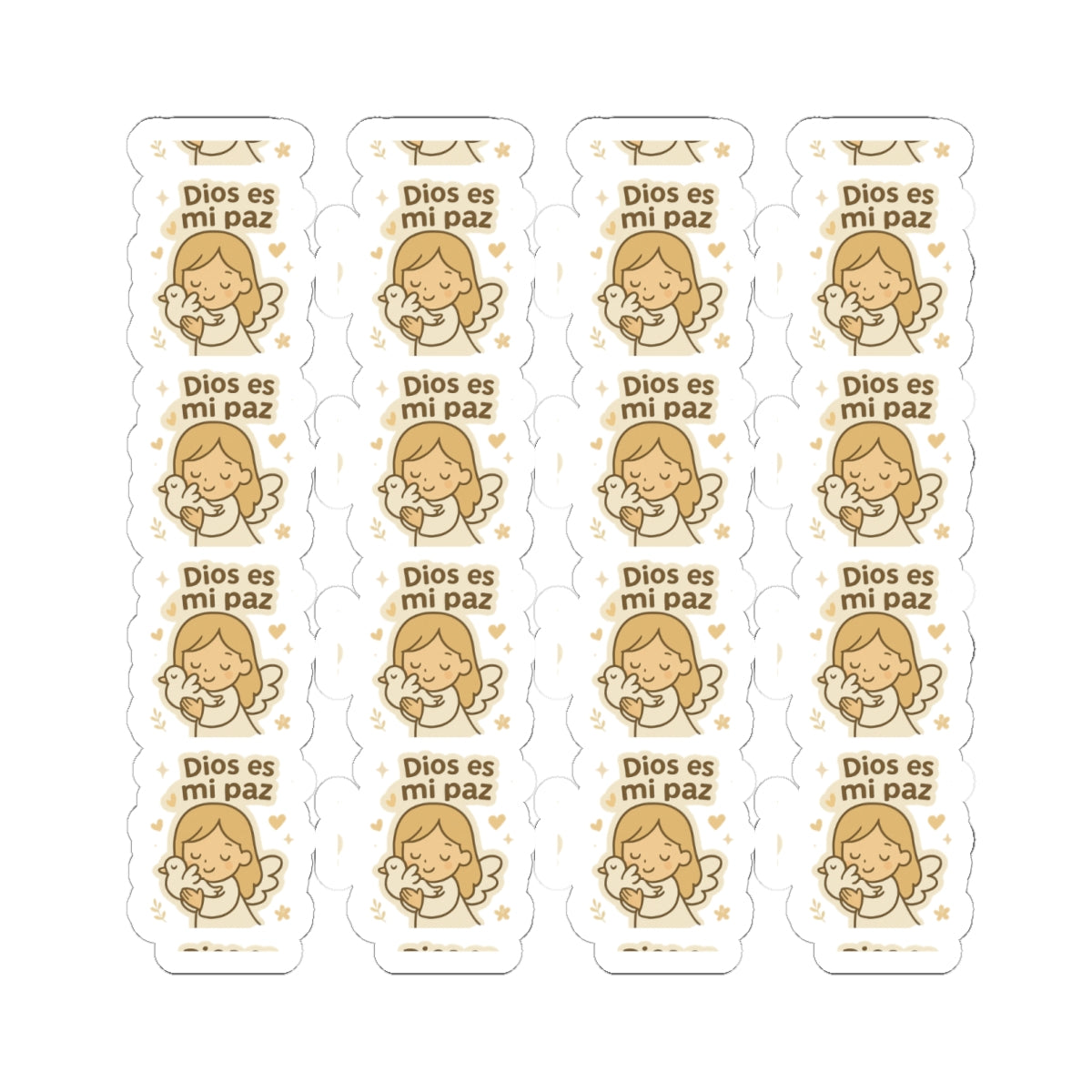 Peace & Faith Spanish Angel ,DIOS es mi paz Stickers – Printable Christian Calming Quotes for Journaling & Gifts. Peaceful and loving angel messages in Spanish to inspire calm, divine protection, and inner trust.