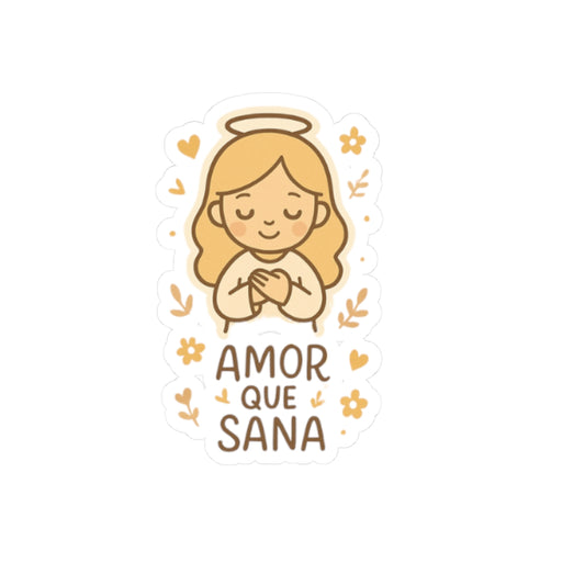 Amor que Sana Spanish Christian Kawaii Stickers – Inspirational Angel Sheet for Faith, Gratitude & Healing. Faith speaks in Spanish too — let every sticker be a prayer full of love, peace, and healing.