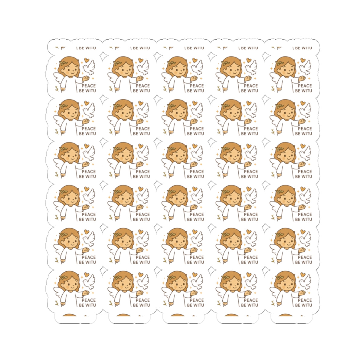 Peace & Prayer Angel ,Peace be witu Stickers – Kawaii Christian Sheet with Calming Affirmations & Biblical Comfort. When words fall short, let peace and prayer speak through every sticker.