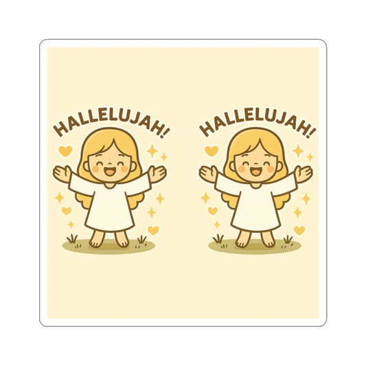 Spread joy, faith, and light with this adorable angel praising God! Spread joy, faith, and light with this adorable angel praising God! Hallelujah Angel Stickers – Christian Joy & Praise Kawaii Vinyl Sheet.