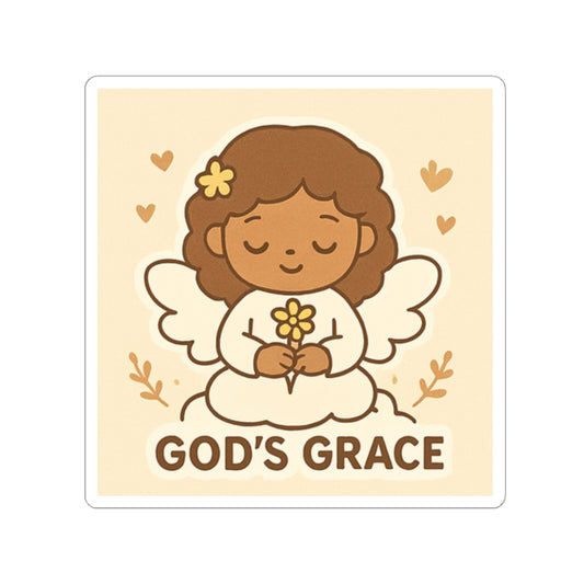 Angel Sticker - God's Grace, Cute Angel Decor, Faith-Based Gift, Aesthetic Laptop Stickers, Inspirational Art, Bible Verse Decor