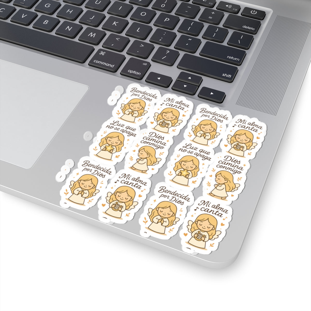Christian Angel Stickers – “Bendecida por Dios” Sheet for Faith, Worship & Encouragement. A sticker sheet that feels like a hymn, a prayer, and a promise — in your language of faith.