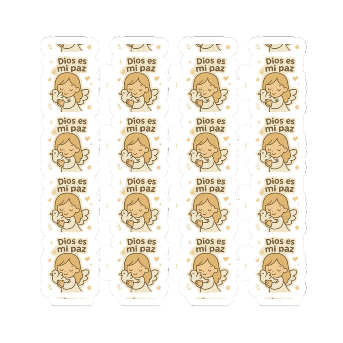 Peace & Faith Spanish Angel ,DIOS es mi paz Stickers – Printable Christian Calming Quotes for Journaling & Gifts. Peaceful and loving angel messages in Spanish to inspire calm, divine protection, and inner trust.