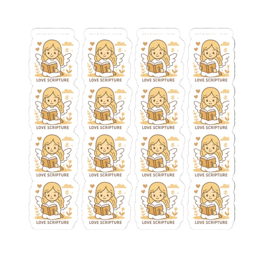 Bible Study Angel , Love Scripture Stickers – Christian Scripture Kawaii Stickers for Journals & Faith Gifts. Bring light, strength, and joy to your quiet time with these tender Scripture angels.
