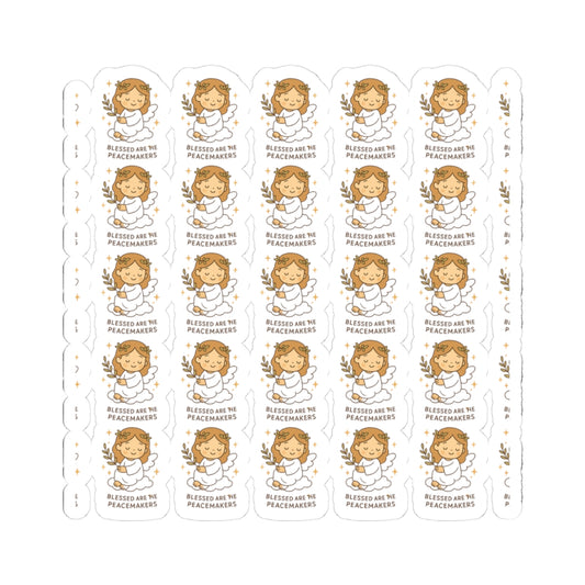 Peace & Prayer Angel ,Blessed are the peacemakers Stickers – Kawaii Christian Sheet with Calming Affirmations & Biblical Comfort. When words fall short, let peace and prayer speak through every sticker.