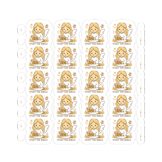 Bible Study Angel , Study the Bible Stickers – Christian Scripture Kawaii Stickers for Journals & Faith Gifts. Bring light, strength, and joy to your quiet time with these tender Scripture angels.