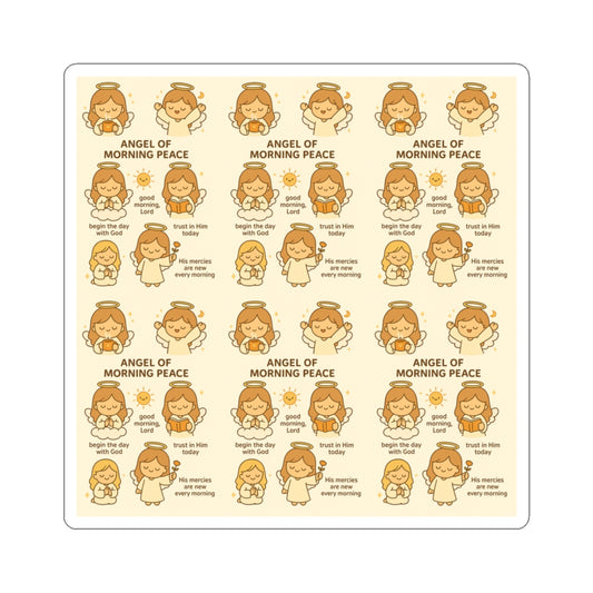 Angel of Morning Peace - Christian Kawaii Sticker Set. Adorable faith-inspired stickers to start your day with peace and positivity.