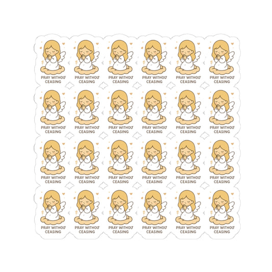 Faith & Courage Angel ,pray without ceasing  withouStickers – Kawaii Christian Sheet with Prayers, Scripture & Light-Inspired Affirmations. Faith doesn’t eliminate fear — it gives you the courage to walk through it. One sticker at a time.