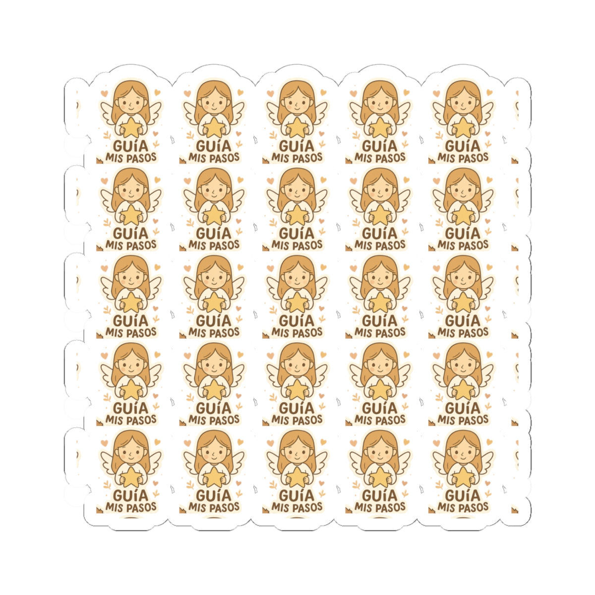 Spanish Guardian Angel Guía mis pasos – Guide my steps Stickers – Printable Christian Blessings & Faith Quotes for Kids & Adults. Heartwarming angel stickers in Spanish to inspire trust, protection, and divine guidance every day.