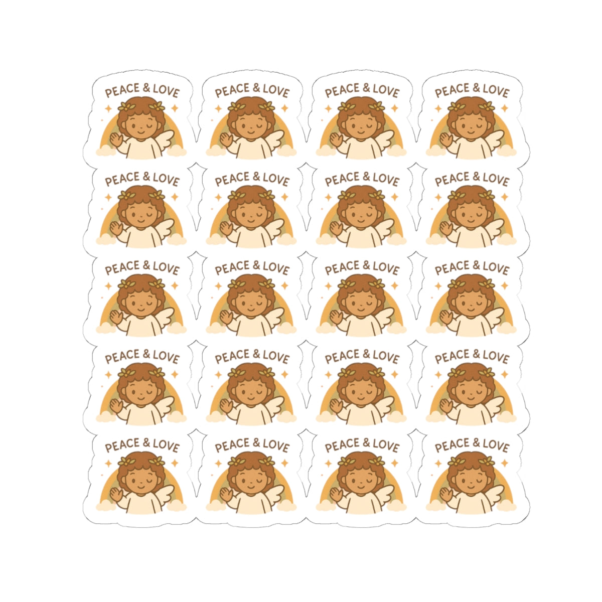 Peace & Love Angel Stickers – Christian Kawaii Sheet with Philippians 4:7 for Journaling & Faith-Based Gifts. A gentle hug from heaven — in every sticker. Let His peace guide your heart.